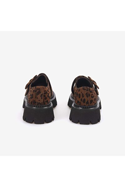 KEMAL TANCA Hakiki Deri Leopar Desenli Kadın Loafer 426-02
