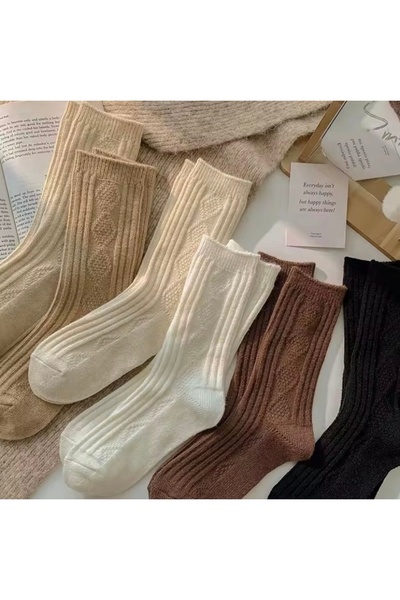 Çorap Kurdu Σετ 6 ζευγαριών χειμωνιάτικων κάλτσες με ανάγλυφο μαλλί αλπακά