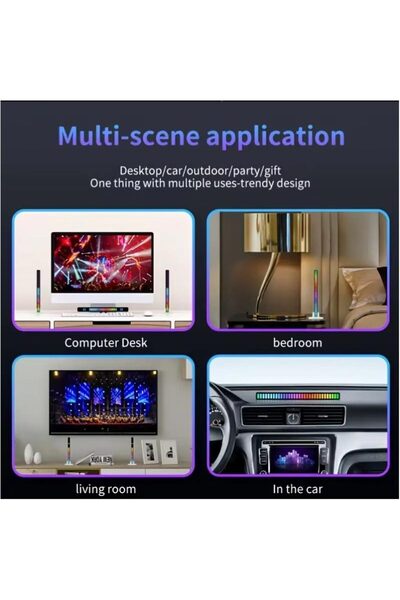 Apera Ga88 RGB Sese Duyarlı Ritim Mobil Aplikasyonlu Ekolayzır Işığı RGB LED Işık Göstergesi 32 LED 18 cm