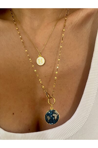 Hoop jewelery Stone World Necklace with Steel Chain