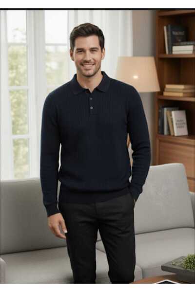 güncüoğlu Men's Knitwear Sweater with Steel Mesh Collar Without Pockets