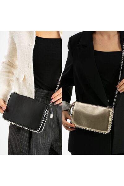 Zealous حقيبة صغيرة مزينة بالخرز مكونة من قطعتين