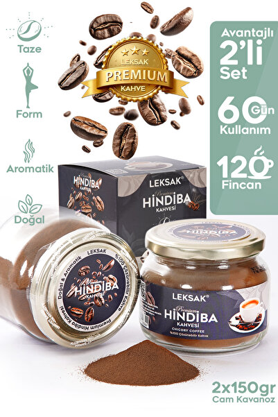 LEKSAK Hindiba Kahvesi 2'li Set 2X150gr. Premium Taze Öğütülmüş Doğal Cam Kav...