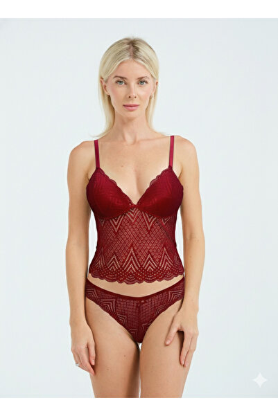 Laperissa Lace Detailed Stretchy Bralette & Slip Set