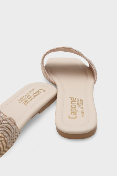 Capone Outfitters Katya Flat Heeled Shiny Blunt Toe Women's Slippers