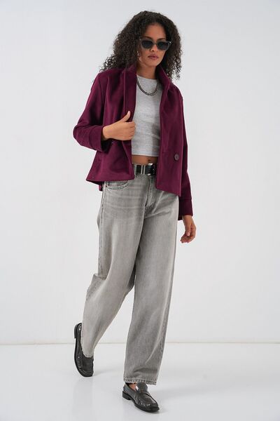 Hiccup Bdart Textured Double-Breasted Collar Jacket