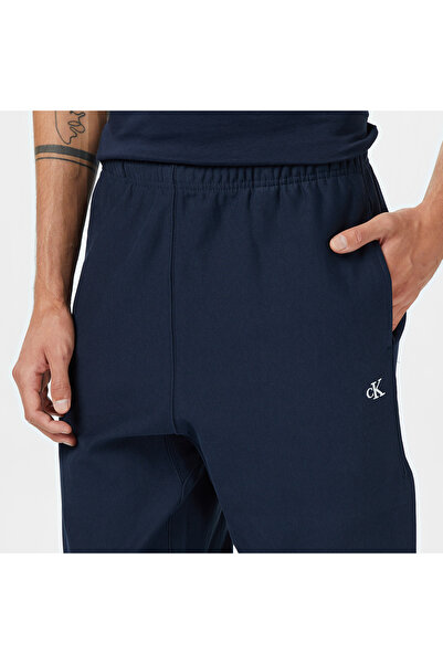 Calvin Klein Premium Terry Monogram Jogger Erkek Mavi Eşofman Altı