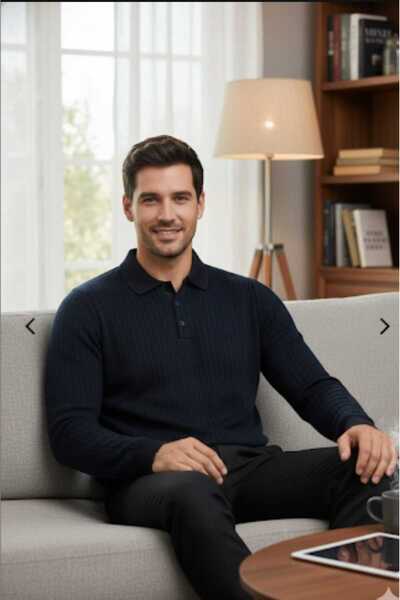 güncüoğlu Men's Knitwear Sweater with Steel Mesh Collar Without Pockets