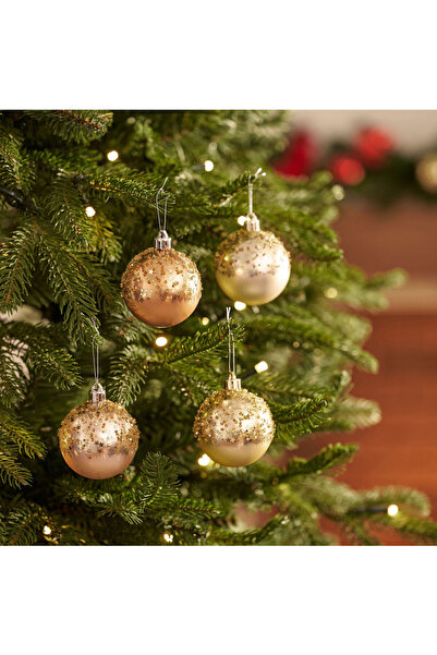 Karaca Home Karaca 4'lü Set Top Ağaç Süsü Pembe ve Gold 6 cm