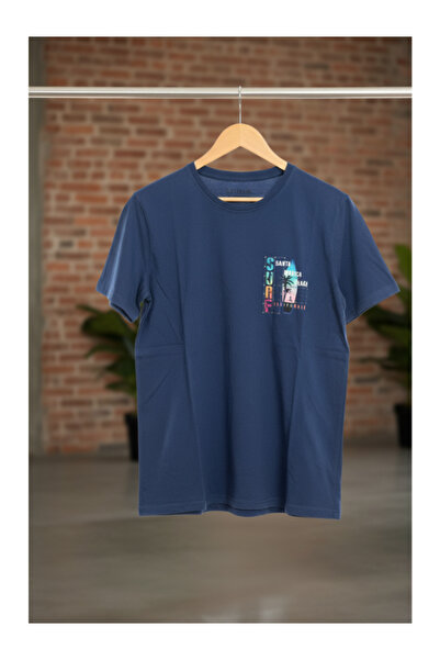 QUOS Ανδρικό μπλουζάκι με λαιμόκοψη με τύπωμα