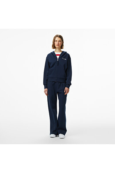 Tommy Hilfiger Kadın Yazı Baskılı Düz Paça Pike Mavi Eşofman Altı WW0WW45744C1G