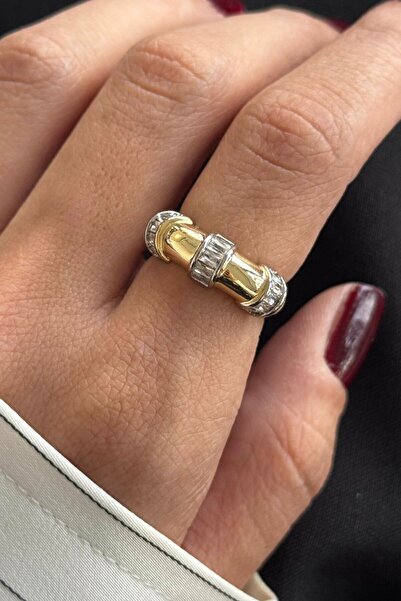 TAKIŞTIR Gold and Silver Color Adjustable Ring