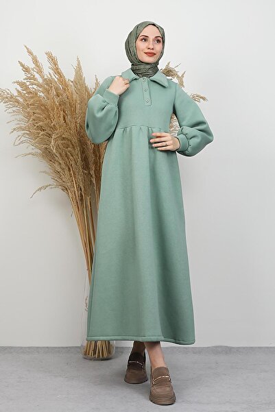GİYZAMİLA Şevval Buttoned Dress Mint