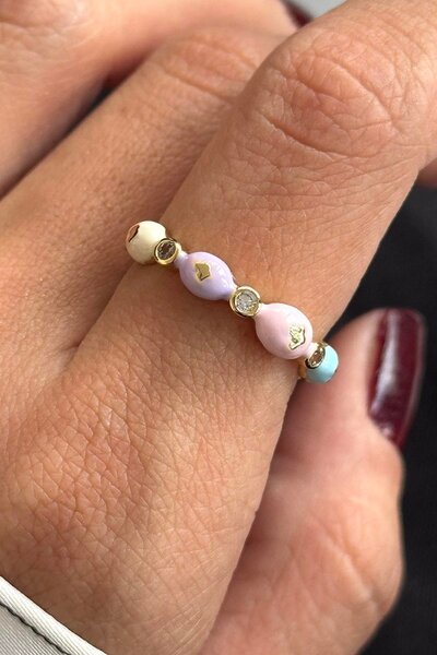 TAKIŞTIR Gold Color Stone Detailed Adjustable Ring