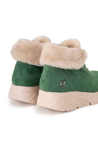 sandal spor Women's Suede Fur Short Sports Boots Ss001-0478 Green