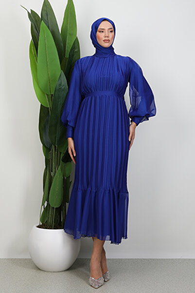 Lamia Giyim Piliseli Janjan Abiye Gece Mavi