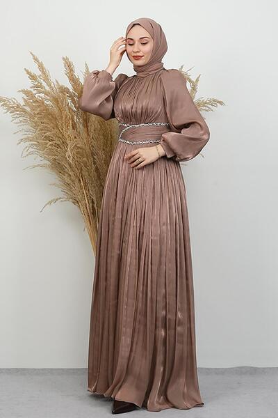 GİYZAMİLA Narin Yoryo Evening Dress Light Brown