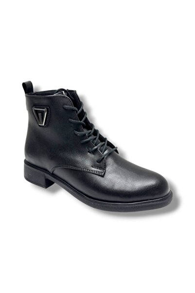 Fancy 5004-26 Anatomical Skin Leather Zippered Lace-Up Women's Boots