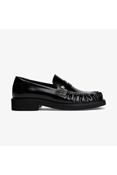 Tommy Hilfiger Square Toe Abrasivato Kadın Siyah Loafer