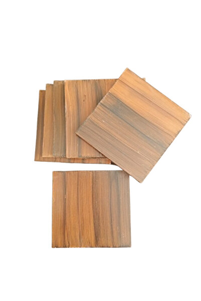 Art By Aslı طقم مفارش خشبية عتيقة مصنوعة يدويًا مكون من 6 قطع (8×8 سم)