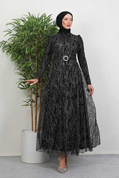 Lamia Giyim Nilda Simli Abiye Gold