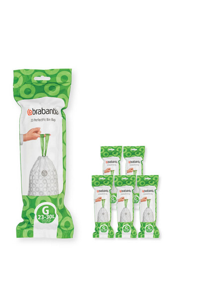 Brabantia Sac de gunoi PerfectFit NewIcon/Touch 1005571, mărime G, 23-30 l, 120 buc, alb