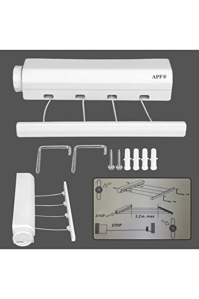 APF Extendable dryer with 4 wires, ABS and nylon, white, 20 linear m, Rayen