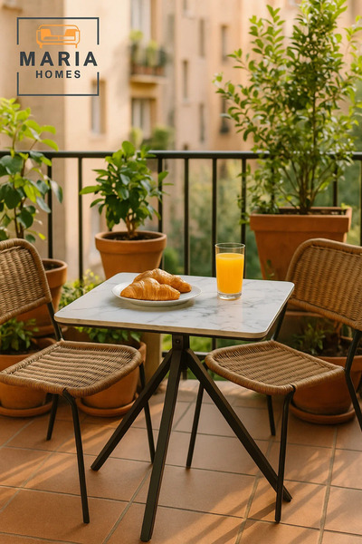 MARIA HOMES Square White Marble Dining Table – Modern Café, Restaurant, Office & Home Metal Furniture 70×70 cm