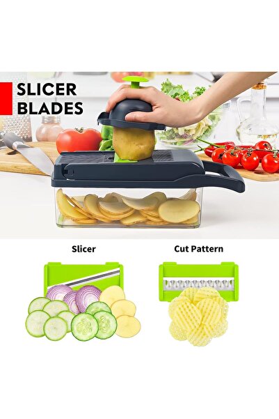 Xess Vegetable Chopper 14-in-1 Multifunctional Food Chopper (Gray)