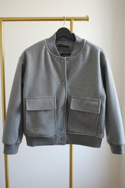 Lucax Double Pocket Bomber Collar Lined Thick Jacket - Gray / Jacket