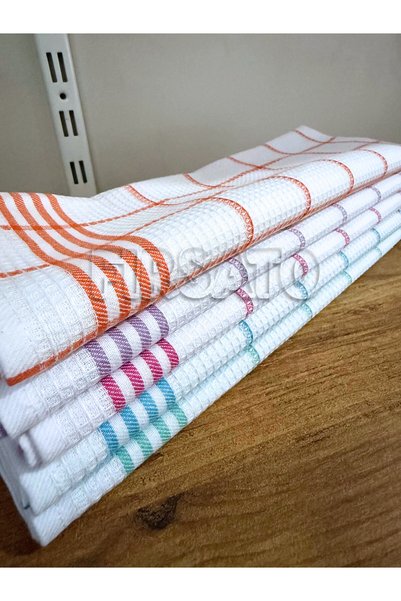 Fırsato Striped Honeycomb Textured Kitchen Towel |   Nutrition Cover |   Drying Cloth – 50X70Cm (Pack of 5)