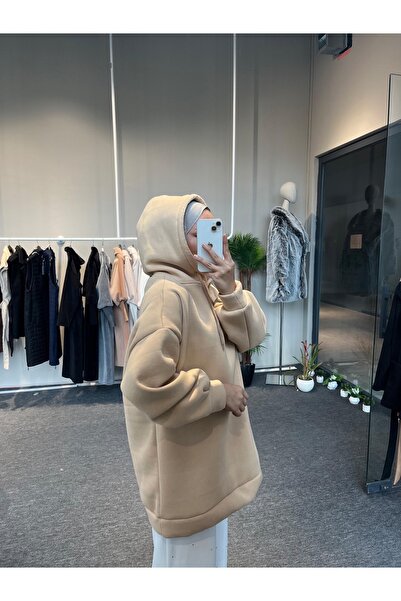 VOICTEC Γυναικείο φούτερ/κουκούλα Extra oversized επένδυση fleece Three Thread K με κουκούλα