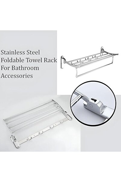 Casa care Wall-Mounted Paper Towel Rack Holder with Hooks for Kitchen, Silver