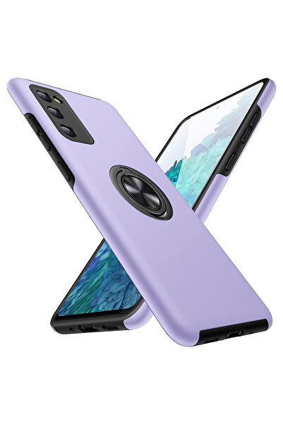 MobileSmart Case for Samsung Galaxy S20 FE, Military Protection, 360° Metal Ring Kickstand, Shockproof, Purple