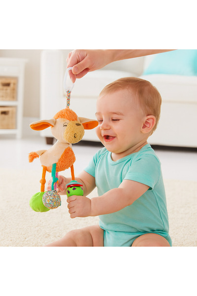 BebeMango لعبة نشاط لطيفة على شكل كلب، لعبة تصدر صوتًا تُعلق على عربة الأطفال