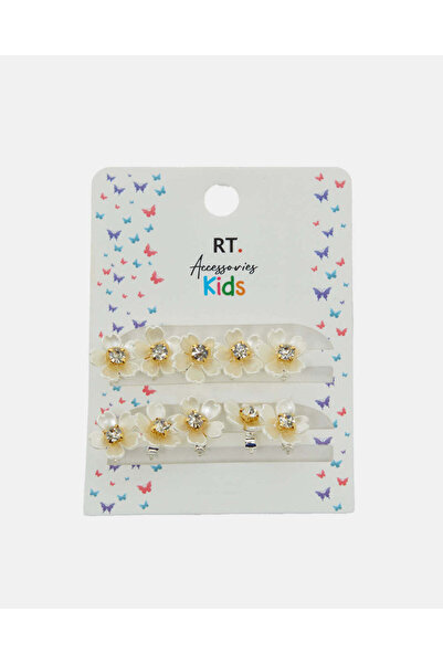 REDTAG مشبك شعر زهري أبيض وذهبي للبنات (عبوة من 10 قطع)