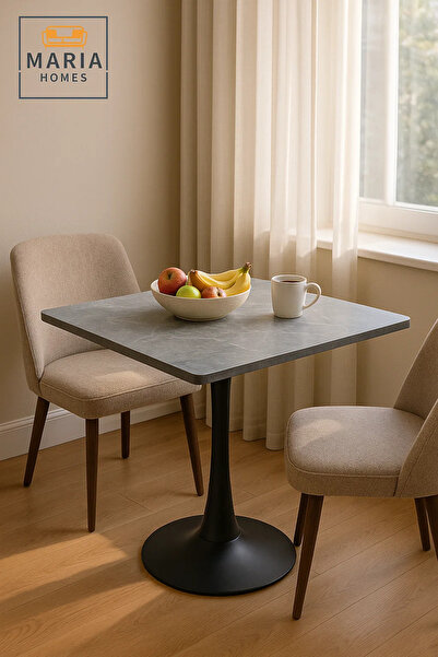 MARIA HOMES Rectangular Grey Dining Table – Modern Café, Restaurant, Office & Home Metal Furniture 70×70 cm