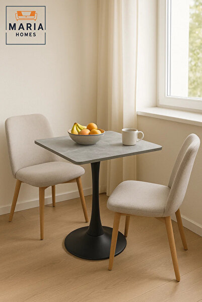 MARIA HOMES Rectangular Grey Dining Table – Modern Café, Restaurant, Office & Home Metal Furniture 60×60 cm