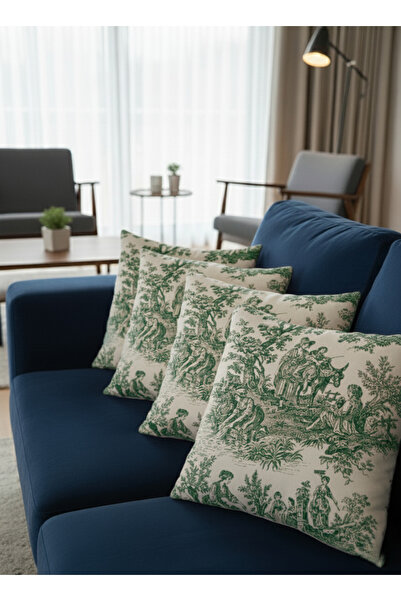 shopshop مجموعة أغطية وسائد مزخرفة ريفية من 4 قطع من Green French Villagers