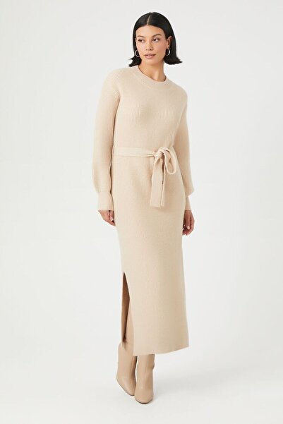 Forever 21 Bağlama Detaylı Midi Triko Elbise