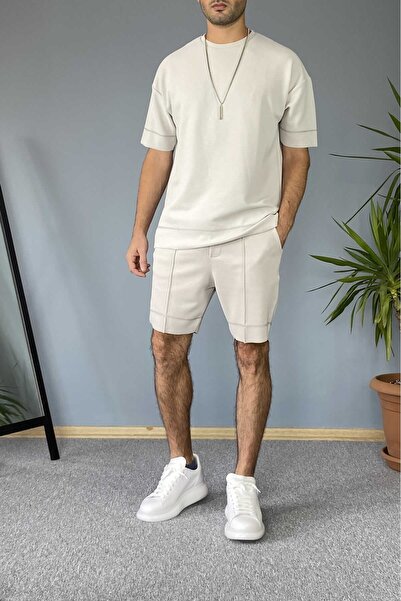 Alışveriş Sokağı Gray Oversized Shorts T-Shirt Set