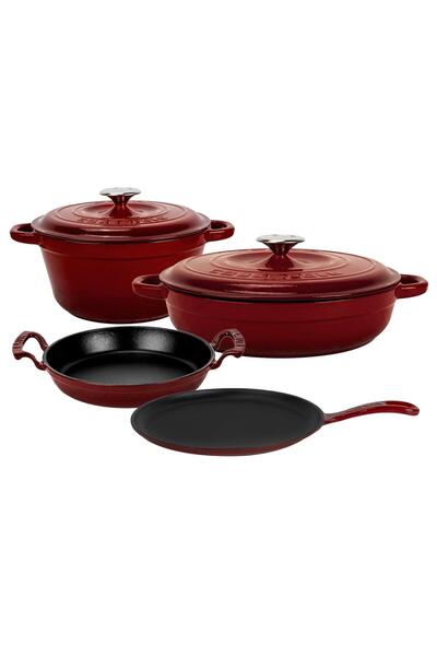 Lava Döküm Bordo 6 Parça Tencere & Tava & Sahan Seti – Profesyonel Lezzet Evi...