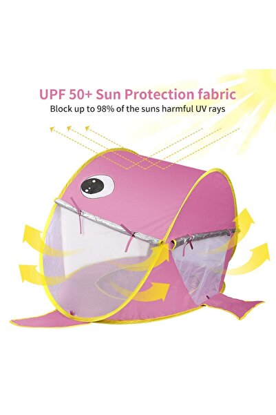 bebeLOGIC Baby beach tent, waterproof, UV sun protection UPF 50+, children 3-48 months, pink, bebeLOGIC™