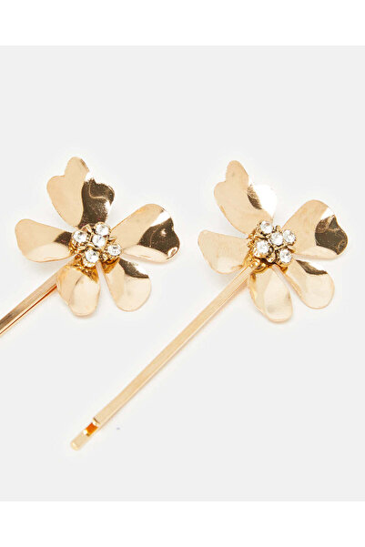 REDTAG Women Gold Embellished Hair Clip Set (2 Piece)