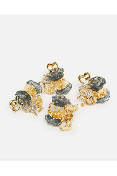 REDTAG Women Gold Embellished Hair Clip (Pack of 4)