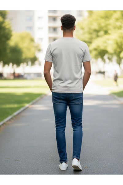 YAASE Ανδρικό μπλουζάκι με λαιμόκοψη χωρίς στάμπα