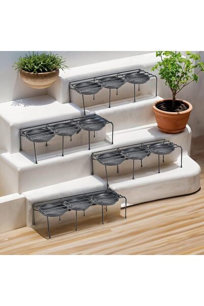 Ugaoo Metal Plant Stands, Set of 4, Rust-Proof Coating, Rectangular Black