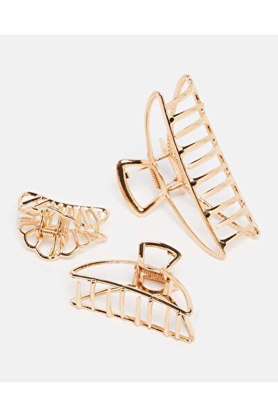 REDTAG Women Gold Hair Claw (3 Piece)