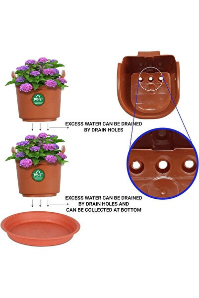 TrustBasket Vertical Hanging Planter Bags for Wall (Brown) - TrustBasket, Set of 6, Extra Large