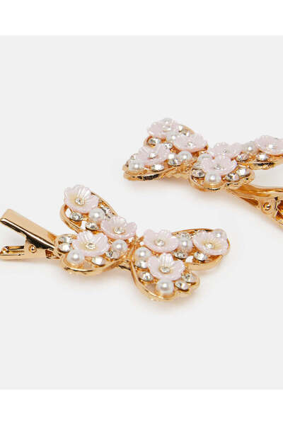 REDTAG Girls Gold Embellished Hair Clips Set (Pack of 2)